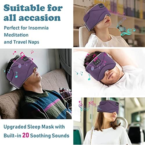 Máscara de sono com fones de ouvido Bluetooth 24 ruído branco, alto-falante de alto-falante fino da máscara