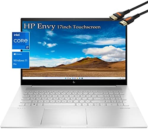 Laptops HP 17 polegadas Laptop de inveja de tela sensível ao toque | Windows11 Pro | Intel Core i7-1255U 10Core | Teclado de retroiluminação | Thunderbolt4 TypeC | Wi-fi6e | Impressão digital | SD Card Reader | Cabo HDMI