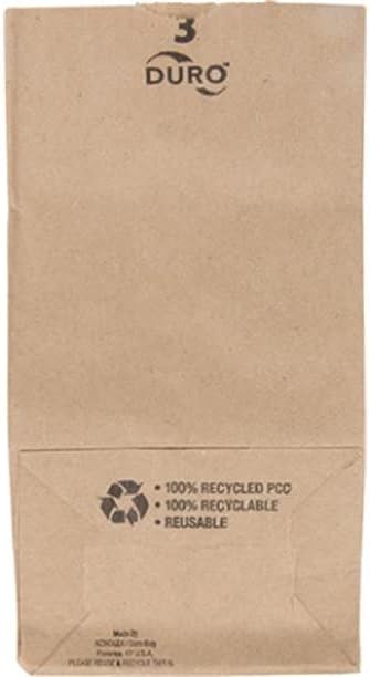 Retire o Essentials 3 lb Kraft Brown Paper Bag - Lunhanas ecológicas - Sacos de papel pequenos para embalar sacos de serviço de almoço de almoço de almoço