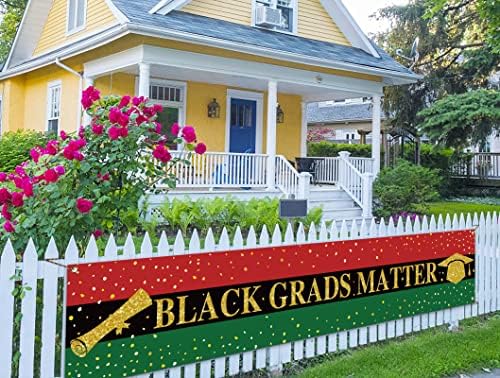 Black Grads Matter Fence Banner Afro -American Graduation Diploma Cap Party Photo Booth Cenário do pátio de decoração ao ar livre
