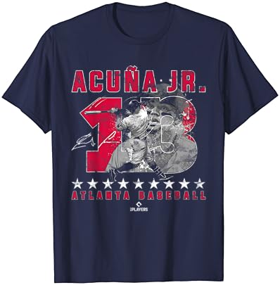 Número e retrato Ronald Acuna Jr Atlanta MLBPA T-shirt
