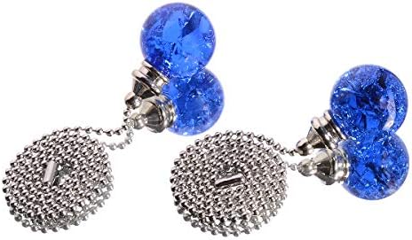 2pcs Blue Pull Chain Crystal Gle Ice Racked Ball Pull Chain para Cadeia de Extensão de Luz de Luz de Luz
