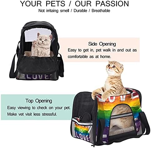 O amor portador de animais de estimação é amor arco-íris transportadores de viagem de animais de estimação para gatos, cães de cachorro conforto portátil portátil Pet Saco Airline aprovado