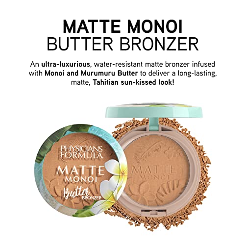 Fórmula dos médicos Matte Monoi Bronzer Bronzer Matte Bronzer Pó Maquiagem Face, Dermatologista Testado, Vegan, Bronzer Deep