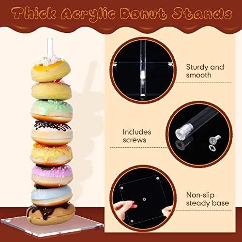 16 Pack acrílico Donut Stands Clear Donut Bagels Display Stand Stand Stand Tower para festa de aniversário