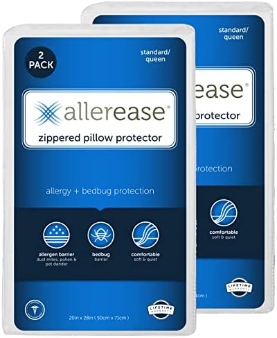 AlleRease Allergy Pillow Protector, Standard/Queen - 2 pacote