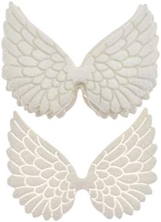 Betterus 10pcs Angel Wings Patches Gold Stamping Fabric PVC Glitter Glitter White Bag Roupas Apliques Diy Crafts