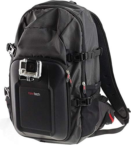 Backpack da câmera de ação Navitech e estojo de armazenamento azul com cinta de tórax integrada - compatível com a câmera de ação de tela dupla SJCAM SJ8
