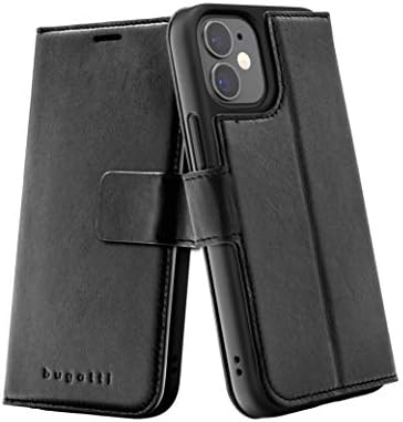 Caixa de celular Bugatti compatível com iPhone 12 mini capa, 5,4 polegadas, capa de carteira de couro premium zurigo, tampa e suporte de telefone totalmente protetores, preto
