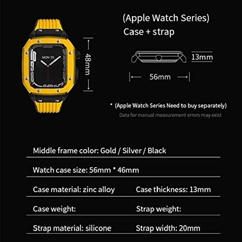 Caixa de relógio de liga de liga Kanuz para Apple Watch Series 7 6 5 4 SE 45mm 42mm 44mm Metal Luxury Metal Rubber