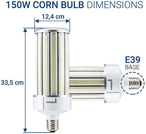 Luz da rua de milho de milho liderada por hiperikon, 150W, iluminação de área externa e39 base, impermeável, branca de cristal, UL, DLC