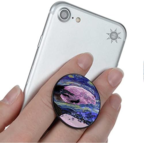 Van Gogh Starry Wolf Moon Night Phone Stand Cellphone Stand se encaixa no iPhone Samsung Galaxy e mais