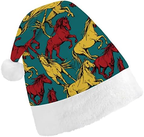 Cavalos vermelhos e amarelos chapéu de natal chapéu de santa para adultos unissex Comfort Classic