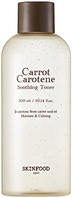 SkinFood Carrot Caroteno Toner calmante 10.14fl.oz, Redness Relief Humerture Booster Toner para sensível, vegano,