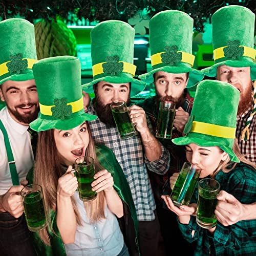 6 PCs St. Patricks Day Top Hat Irish Shamrock Green Velvet Chap