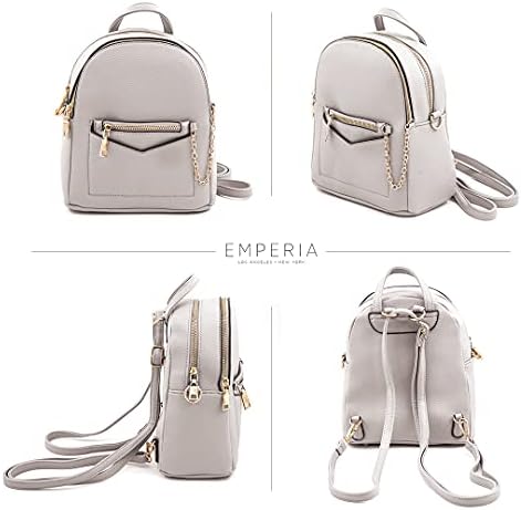Emperia Kayli Faux Leather Mini Backpack Fashion 3 Way Carregar Casual Rucksack Daypack para mulheres cinza claro