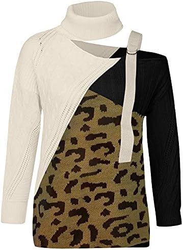 Corte engraçado Casco atlético Sweater Woman Mulher Cold Sleeve Super Blouse Soft Fit Leopard Knit