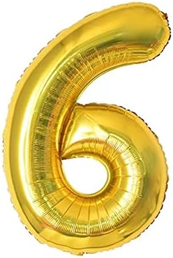 Balões de coroas de 40 polegadas de ouro número 6, 6º aniversário para crianças, balões de decoração de celebração