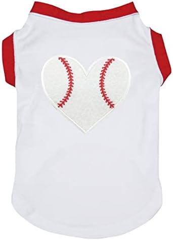 Camisa de cachorro de coração de beisebol petitebella