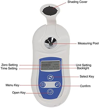 Digital Brix Refratometer Medidor de açúcar eletrônico de 0,1% de precisão Testador de índice de refração portátil 0−53% para frutas bebidas diariamente