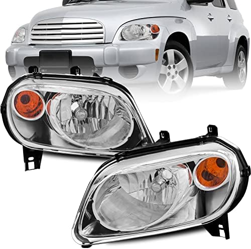 Montante do farol Compatível com a lâmpada frontal 2006-2011 Chevy HHR com alojamento cromado/lente clara/refletor