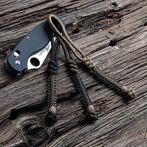 Macarinhos de faca M -TAC com contas - cordão de paracord - cordão tático para faca - escandinavo