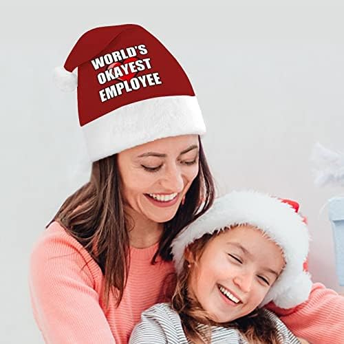 O que há de bem ok -o ok -funcionário chapéu de natal chapéu de Papai Noel para adultos unissex