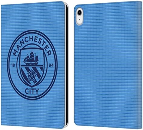 Projetos de capa principal licenciados oficialmente Manchester City Man City FC Obsidian Tile White Mono Bistage Pixels Leather Book Carteira Capa compatível com Apple iPad 10.9