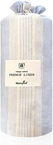 Merryfeel Linen Duvet Capa Conjunto queen size, French Linen Yarn tingido Bedding Bedding, 3 peças- Completo/Queen-