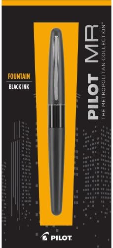 Caneta -tinteiro de coleta metropolitana piloto, barril preto, design clássico, ponta média, tinta preta