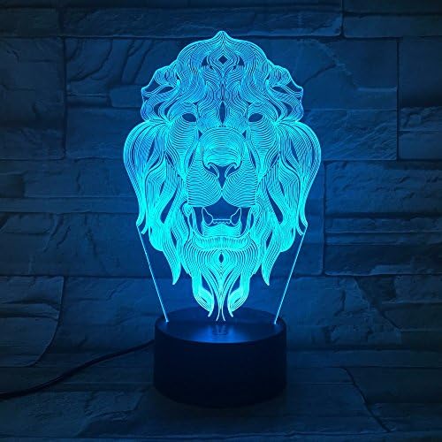 Lion Face Night Light 7 Cores Mudança de Animal Luzes noturnas 3D Lâmpada de mesa LED como decoração em casa