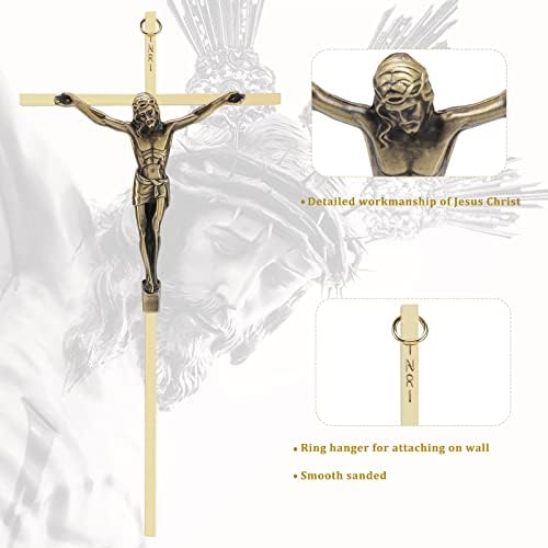 Crucifix da dccxn cruzamento de parede, católico de metal decoração de parede cruzada - 10 polegadas,
