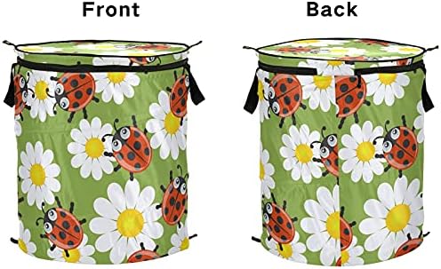 Ladybirds Flowers Pop Up Up Laundry Horse com tampa de cesta de armazenamento dobrável Bolsa de roupa dobrável para camping piqueniques banheiro