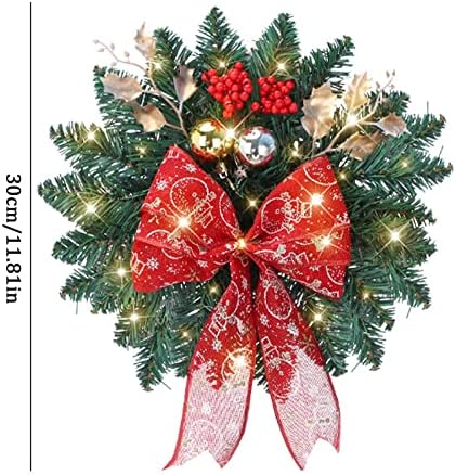 Presentes decorativos de Natal requintados de dekika, coroa de natal na grinalda pré -iluminada Artificial Christmas Front Door Whret