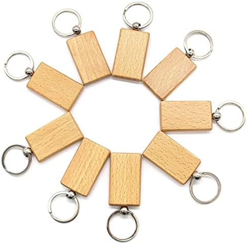 N/A 10pcs em branco Tecla de madeira de madeira de madeira Tags de chaves de chave de anel EDC personalizado ou melhor artesanato de presente