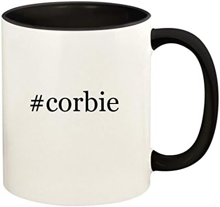 Presentes de Knick Knack Corbie - 11oz Hashtag Ceramic Colored Handle and Inside Coffee Cup Cup, preto