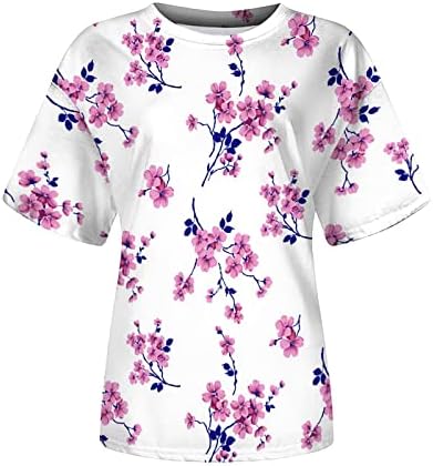 Tamas de camisetas para mulheres gráficas vintage de manga curta Tops Tops Fashion Floral Print Summer Summer Casual Loose Fit Tees