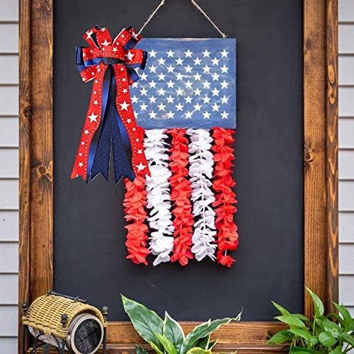 Grinalsa patriótica Bow 4 de julho Ribbon American Stars Tree Tree Bow Gift Gift para para os veteranos Dia da