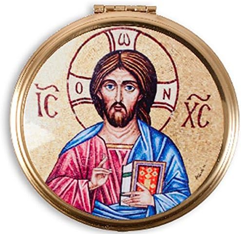 Ensinando Cristo Pyx com Art Metal Lid & Lourdes Card