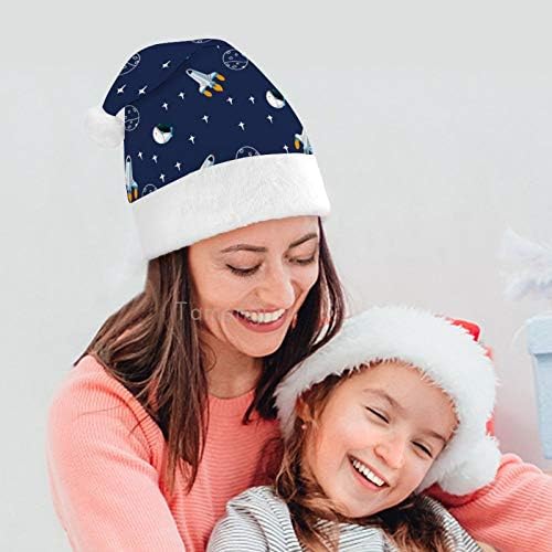 Chapéu de Papai Noel de Natal, Rocket Space Chat de férias de Natal para adultos, Hats de Natal Unisex
