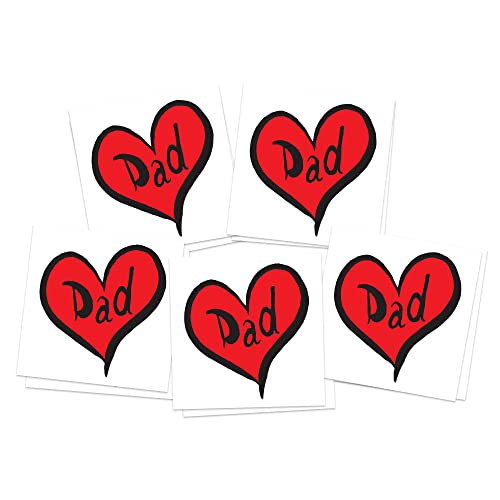 Tatuagens temporárias do coração do pai contemporâneo | 10-pacote | Pela segura | Feito nos EUA | Removível