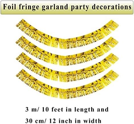 4 Pacote Garlandes de folha de ouro Mardi Gras Parade Floats de 10 pés de parede Banner Fringe Fringe