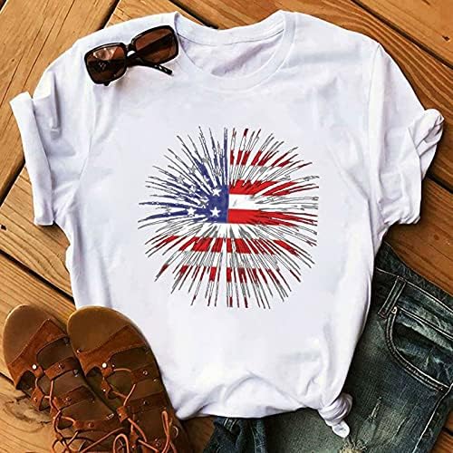 Camisa do Dia da Independência das Mulheres, 4 de julho de manga curta Tops Moda American Bandeira Americana T-shirt Summer O-J-G-J-GELA TEES