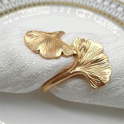 Xjjzs 6pcs ginkgo folha de folha de guardanapo de metal, anel de guardanapo de ouro rosa (cor: a, tamanho