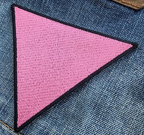 Triângulo Rosa - Gay e Lésbica LGBT Apoio Símbolo Pride - Patch bordado de ferro -on -on -on -bordado de 4 polegadas