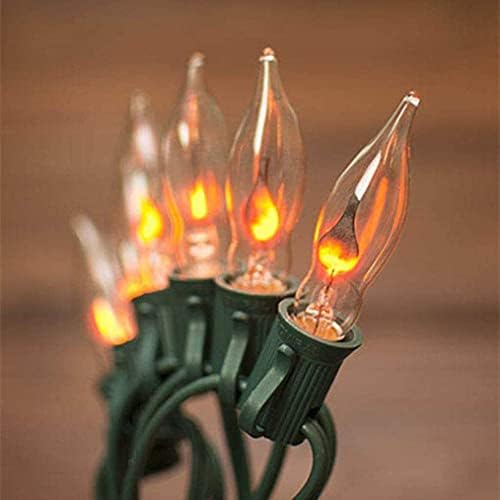 10ft tremeluzente Amber Flame C18 Religion Lights Luzes de Natal Decoração Sala de Party Garden Docor 1 Watt, 120 Volt, Verde