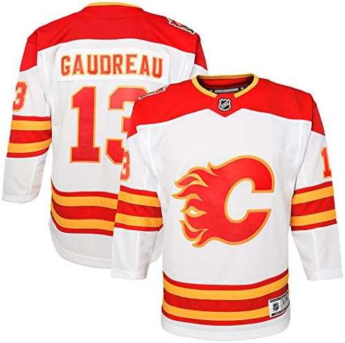 Exterterstuff John Gaudreau Calgary Flames White Red #13 Crianças Juventude 4-20 Premier Heritage Premier Jersey