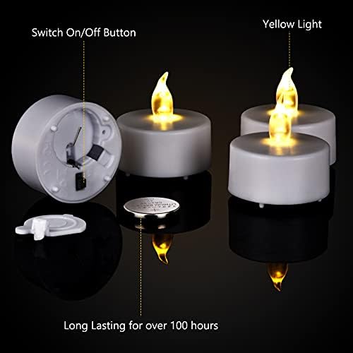 Luzes de chá LED sem chamas Nancia 100 packs, velas de chá, amarelo quente, 100 horas movidas