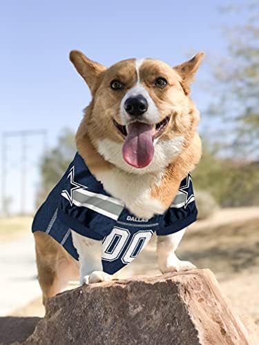 NFL Dallas Cowboys Dog Jersey, tamanho: pequeno. Melhor fantasia de camisa de futebol para cães e gatos. Camisa de camisa licenciada.