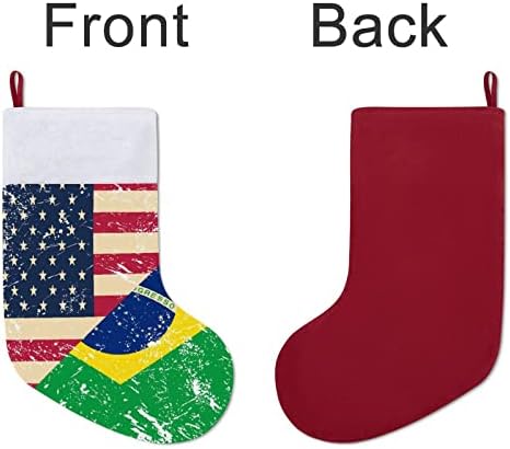 American e Brasil Bandeira retrô de Natal pendurado meias